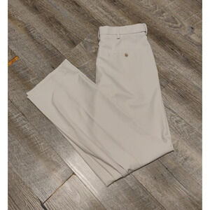 Haggar Cool 18 Pro Classic Fit Flat Front Comfort Stretch tan Pants Size 36x34